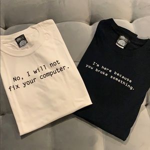 Set of 2 Think Geek Computer T Shirt Large